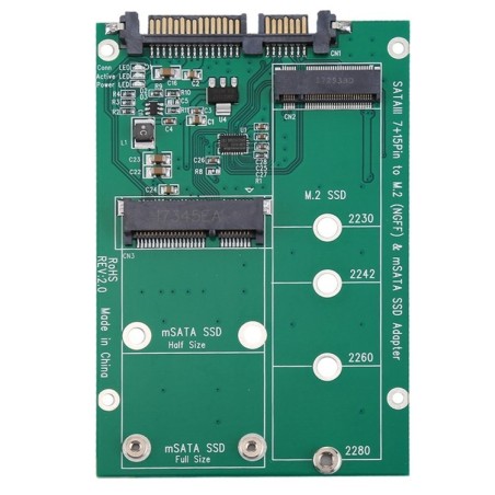 Adattatore M.2 NGFF / mSATA SSD a SATA - Ideale per Recupero Dati