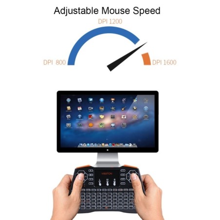 MINI TASTIERA WIRELESS i8PLUS 2,4GHz CON TOUCHPAD E RETROILLUMINATA NERA
