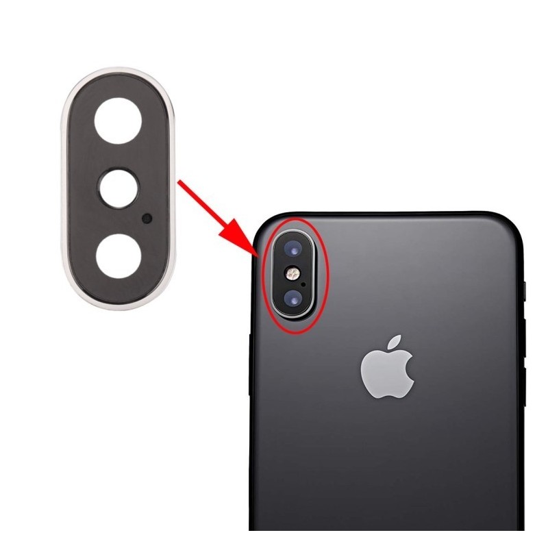 IPHONE X - LENTE CAMERA CON BORDI SILVER