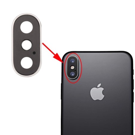 IPHONE X - LENTE CAMERA CON BORDI SILVER