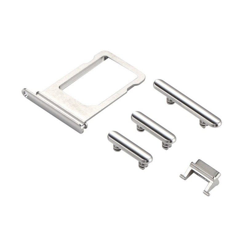 Kit Pulsanti Tasti Laterali e Carrellino SIM per iPhone X Argento Silver