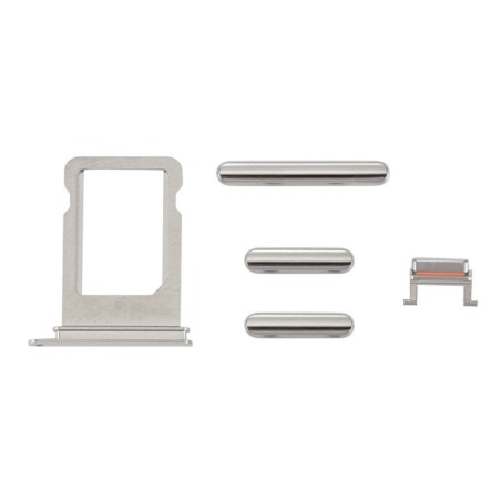 Kit Pulsanti Tasti Laterali e Carrellino SIM per iPhone X Argento Silver