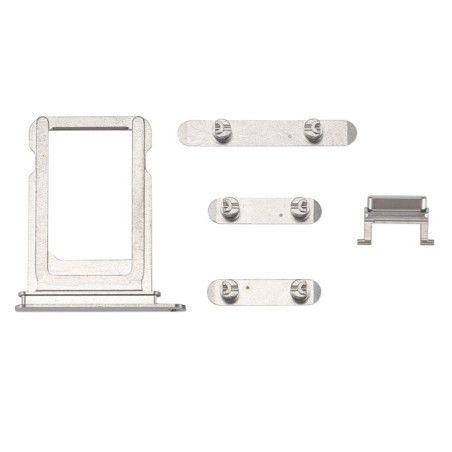 Kit Pulsanti Tasti Laterali e Carrellino SIM per iPhone X Argento Silver