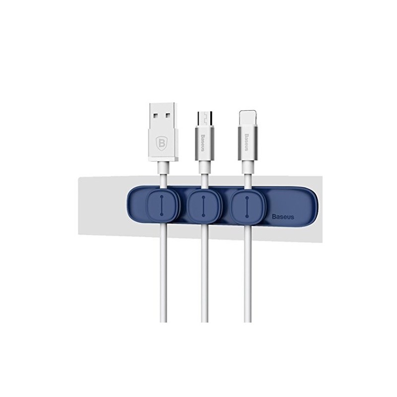 BASEUS CROSS PEAS CLIP PER CAVO SUPPORTO ORGANIZZAZIONE FILI IN SILICONE BLU