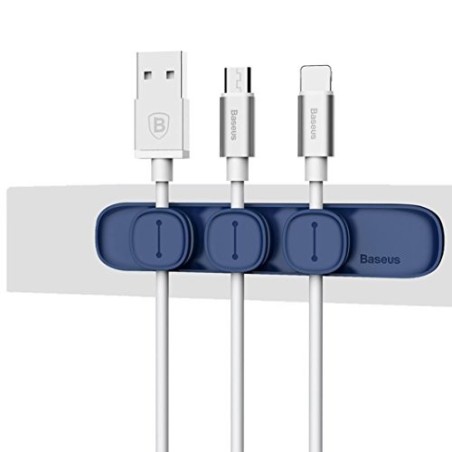 BASEUS CROSS PEAS CLIP PER CAVO SUPPORTO ORGANIZZAZIONE FILI IN SILICONE BLU