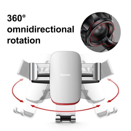 BASEUS CAR MOUNT HOLDER SUPPORTO PER AUTO CON ROTAZIONE A 360° SILVER