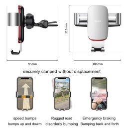BASEUS CAR MOUNT HOLDER SUPPORTO PER AUTO CON ROTAZIONE A 360° SILVER
