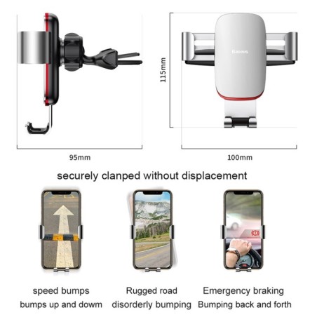 BASEUS CAR MOUNT HOLDER SUPPORTO PER AUTO CON ROTAZIONE A 360° SILVER