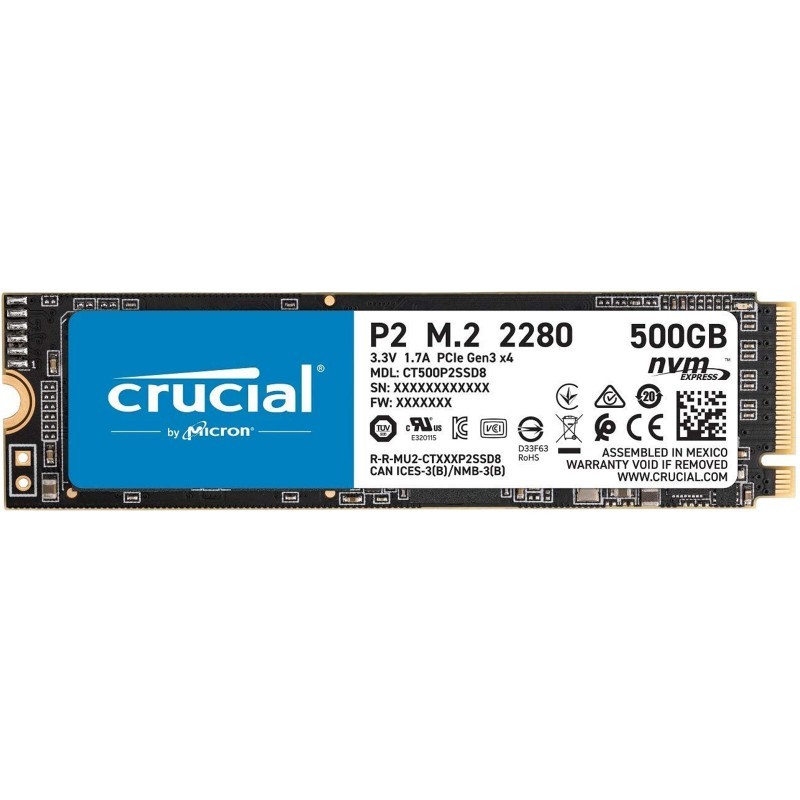 SSD 500GB Crucial P2 M.2 NVMe PCIe Gen 3.0 SSD 500GB Crucial P2 M.2 NVMe PCIe Gen 3.0