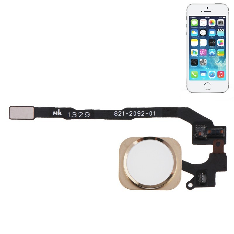 Flat Tasto Home Bianco Oro per Apple iPhone 5S Ricambio Flat Tasto Home Bianco Oro per Apple iPhone 5S Ricambio