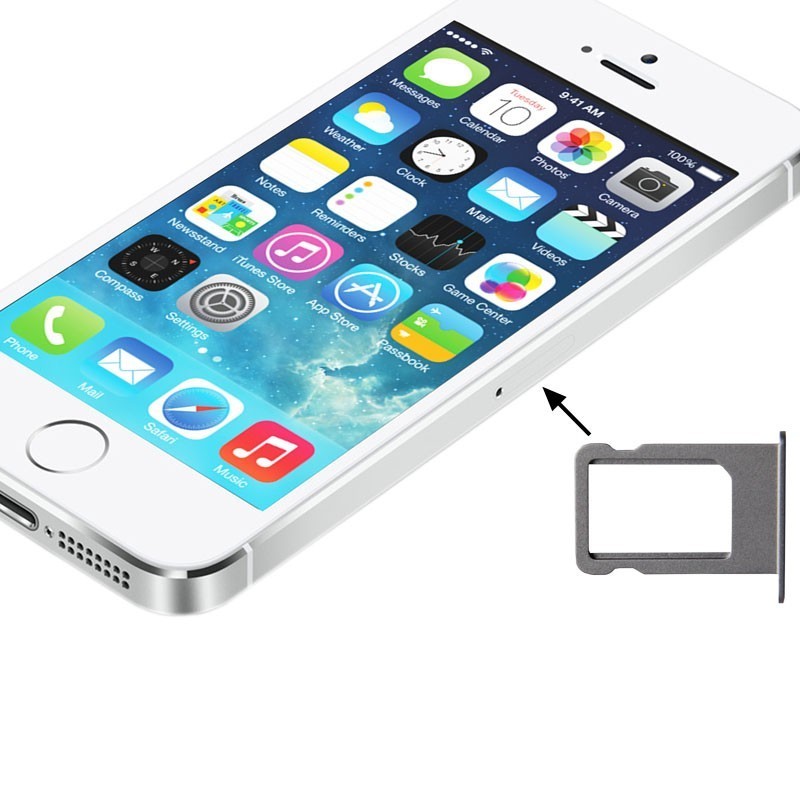 Alloggio SIM Argento per iPhone 5S Slot Nano SIM Ricambio Apple Alloggio SIM Argento per iPhone 5S Slot Nano SIM Ricambio Apple
