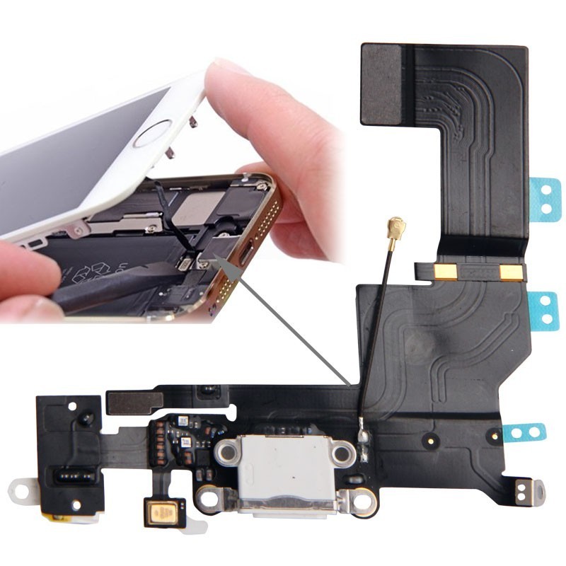 Connettore Ricarica Bianco per iPhone 5S Dock Jack Microfono Flat Connettore Ricarica Bianco per iPhone 5S Dock Jack Microfono Flat