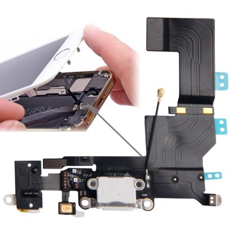 Connettore Ricarica Bianco per iPhone 5S Dock Jack Microfono Flat