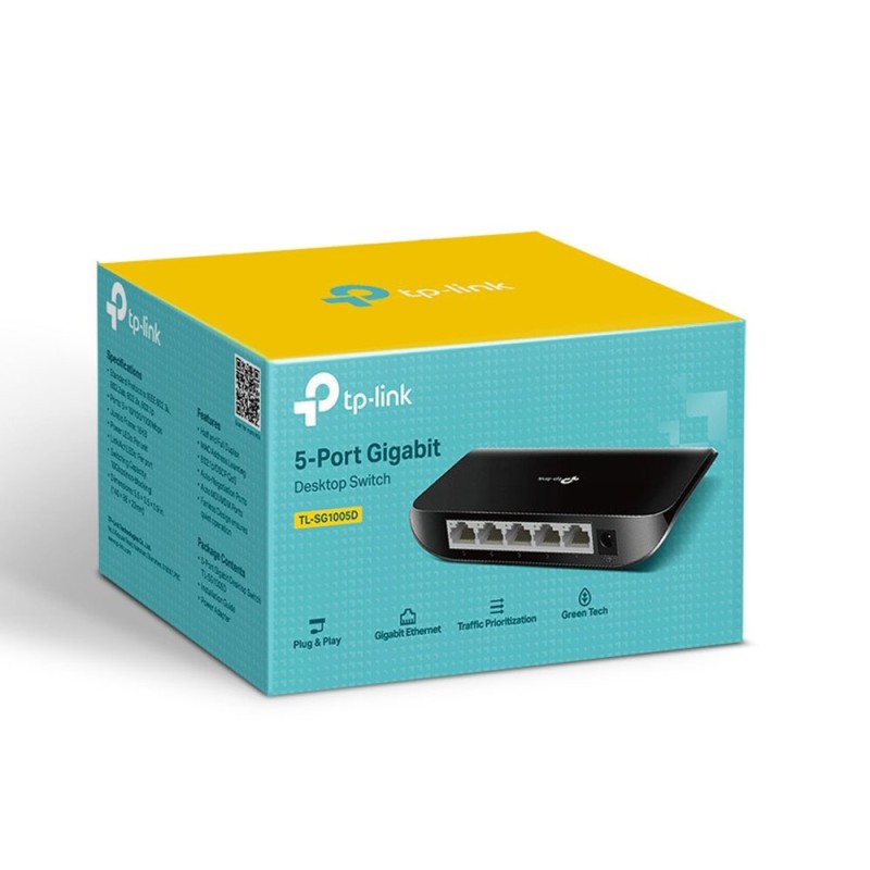 SWITCH TP-LINK TL-SG1005D 5P LAN GIGABIT DESKTOP 10/100/1000MBPS RJ45 CASE PLASTICA