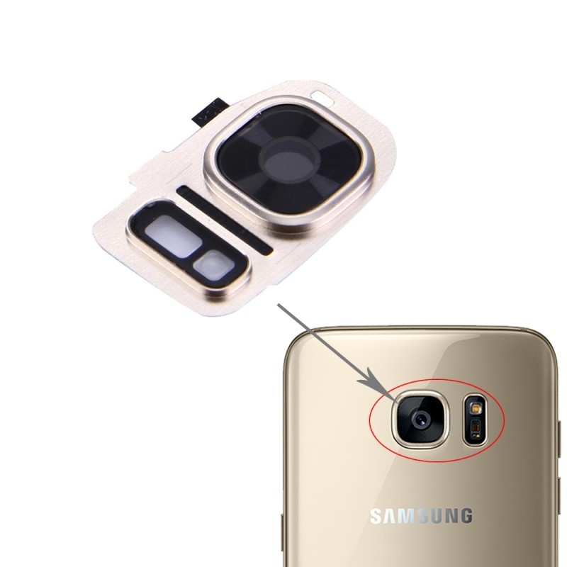 Vetrino lente camera fotocamera posteriore con supporto per Samsung Galaxy S7 G930 S7 EDGE G935 GOLD