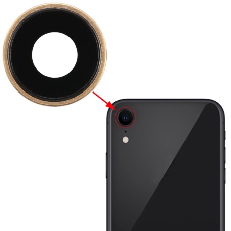 Vetrino Lente camera iPhone XR Vetro camera con supporto Gold