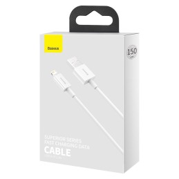 Cavo Baseus Superior USB to iPhone 2.4A 1.5m Bianco