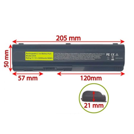 Batteria EV06 per HP Pavilion DV4 DV5 DV6 CQ60 11.1V 5200mAh HSTNN-Q34C