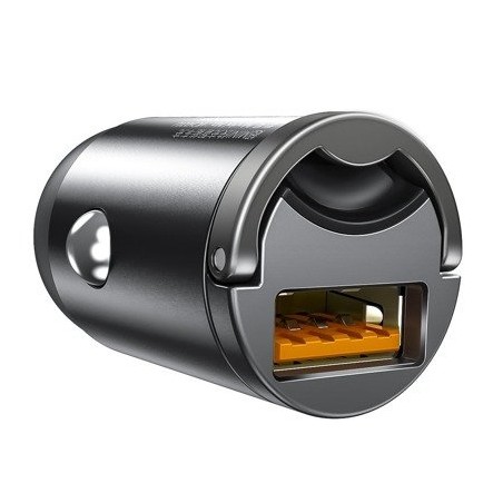 Caricatore Auto Baseus Mini USB Quick Charge 30W Smartphone Grigio