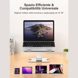 Supporto notebook alluminio regolabile 10-16 pollici pieghevole