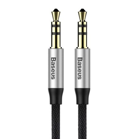 Cavo Audio Baseus Yiven AUX 3,5mm Jack 1m Black+Silver per Stereo Auto Cuffie