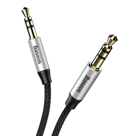 Cavo Audio Baseus Yiven AUX 3,5mm Jack 1m Black+Silver per Stereo Auto Cuffie