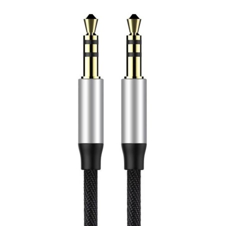 Cavo Audio Baseus Yiven AUX 3,5mm Jack 1m Black+Silver per Stereo Auto Cuffie