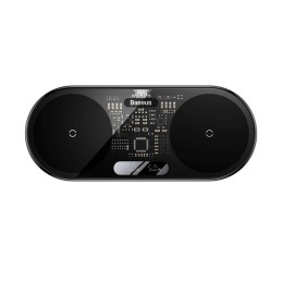 Ricarica wireless doppia Qi wireless charger Baseus con Display led 20W Nero