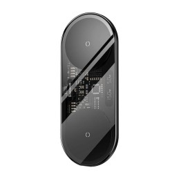 Ricarica wireless doppia Qi wireless charger Baseus con Display led 20W Nero