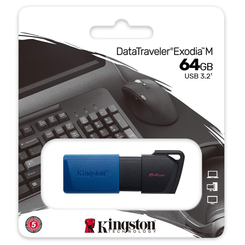 Kingston Pendrive 64GB USB 3.2 DataTraveler Exodia M Nero Blu