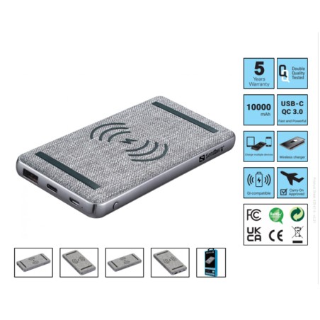 Power Bank 10000mAh Wireless Caricabatterie Portatile Batteria Esterna