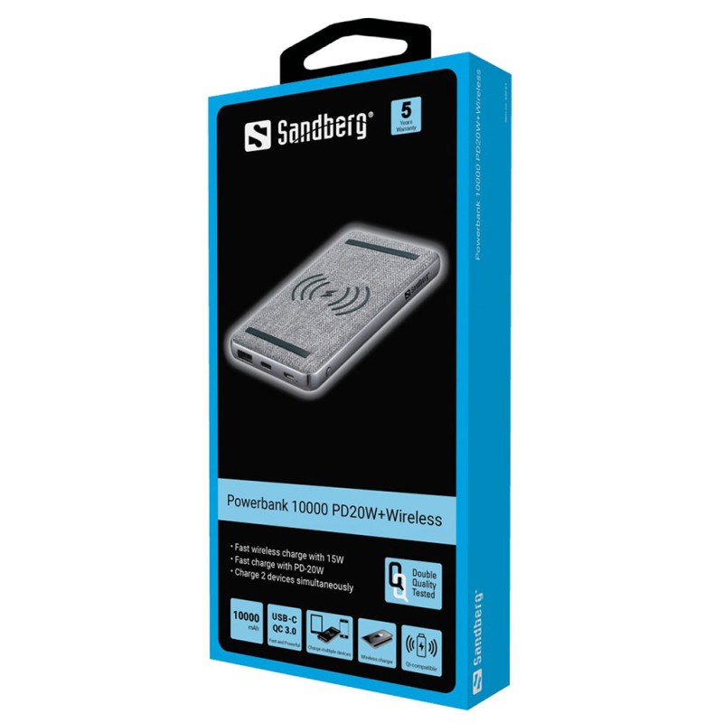 Power Bank 10000mAh Wireless Caricabatterie Portatile Batteria Esterna