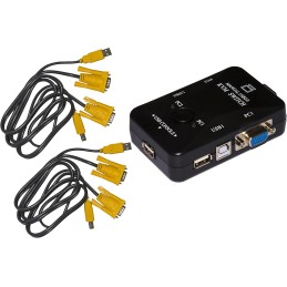 KVM Switch LINK per collegare 2 PC USB/VGA con 1 MOUSE, 1 TASTIERA USB E 1 MONITOR VGA con cavi inclusi