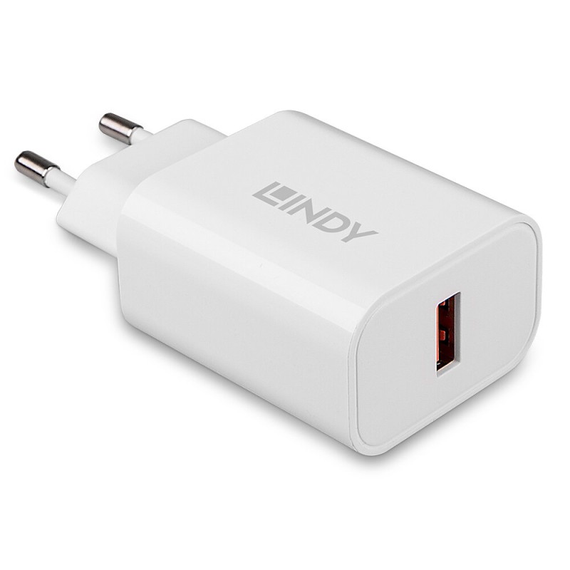 Adattatore Carica batterie USB tipo A Lindy 18W Bianco Adattatore Carica batterie USB tipo A Lindy 18W Bianco