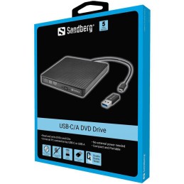 Masterizzatore DVD Esterno USB-C USB-A Sandberg Lettore CD DVD Slim per PC Mac