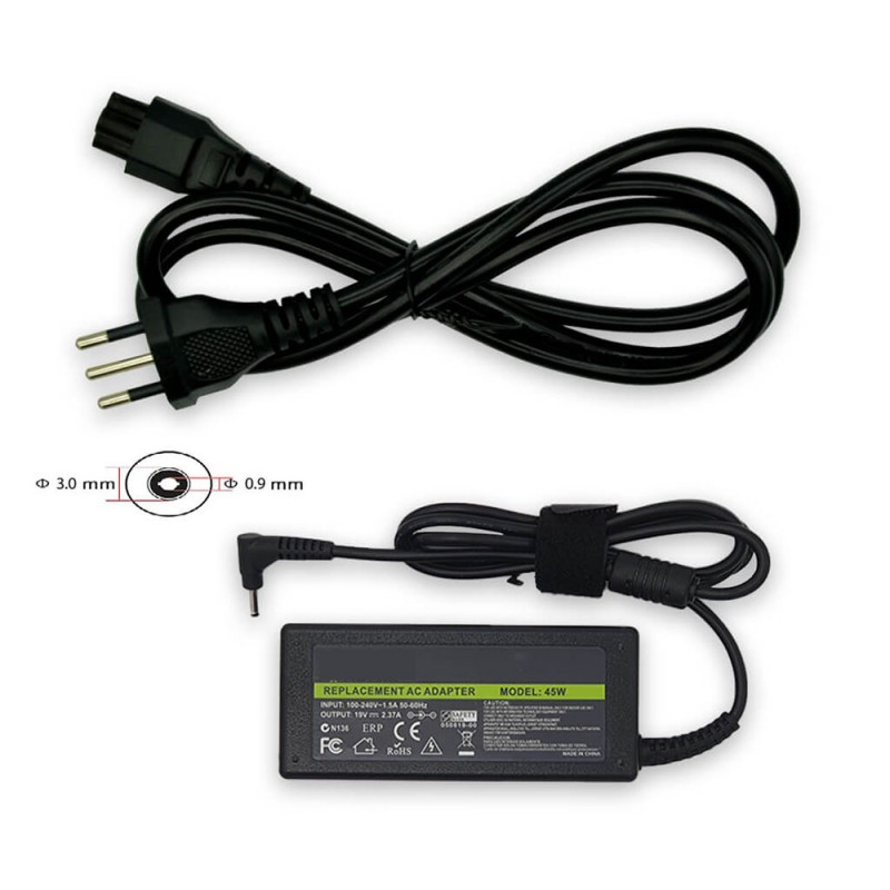 Alimentatore 45W per Acer Aspire 19V 2.37A – 3.0 x 0.9 mm Alimentatore 45W per Acer Aspire 19V 2.37A – 3.0 x 0.9 mm