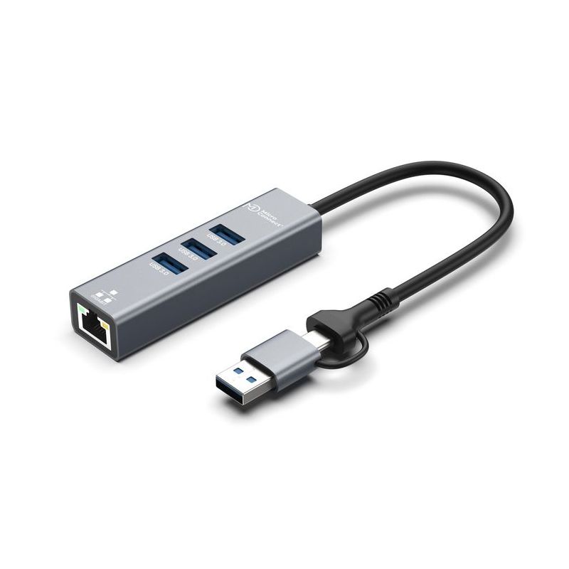 Hub 4 Porte USB 3.2 con Ethernet USB-C e USB-A MicroConnect