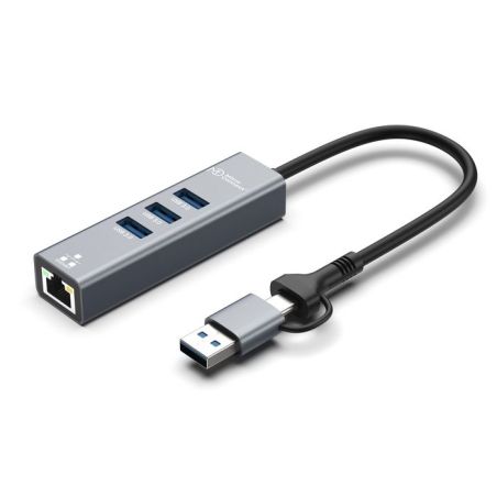 Hub 4 Porte USB 3.2 con Ethernet USB-C e USB-A MicroConnect
