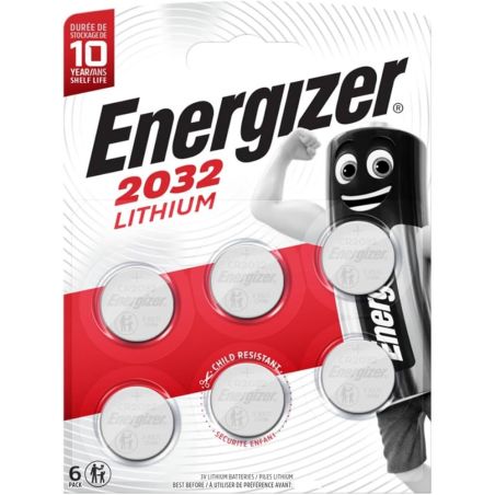 Batteria tampone al litio CR2032 3V Conf. da 6pzz.Energizer