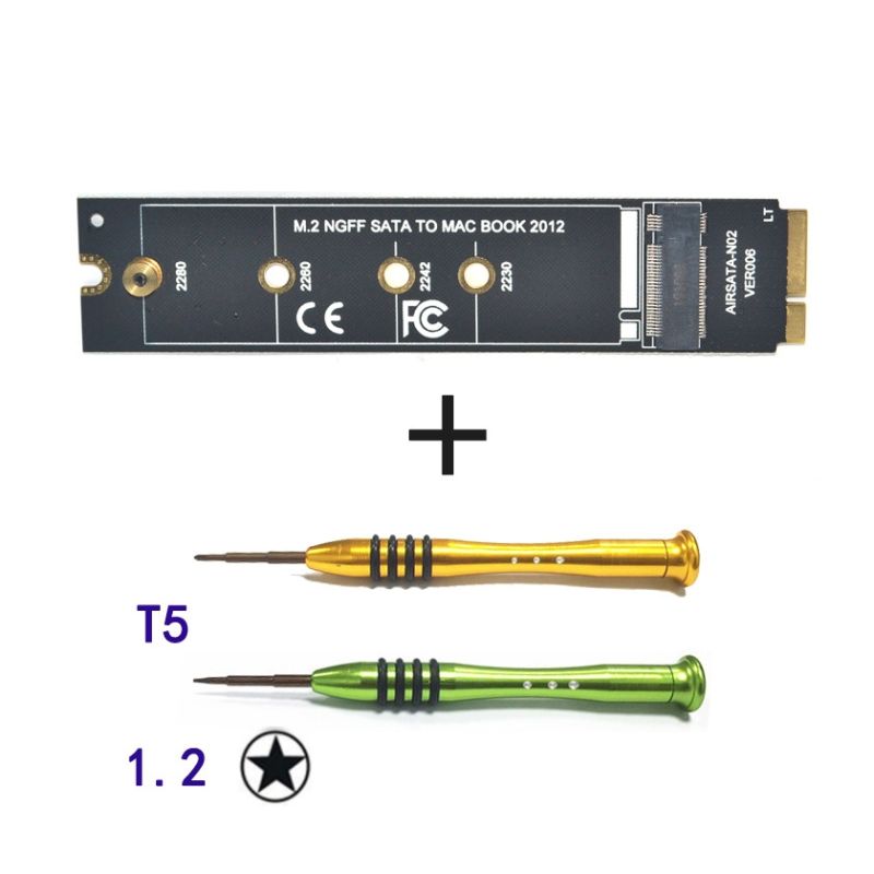 Adattatore M.2 NGFF SATA MacBook Air A1465 A1466 2012 + Kit Cacciaviti