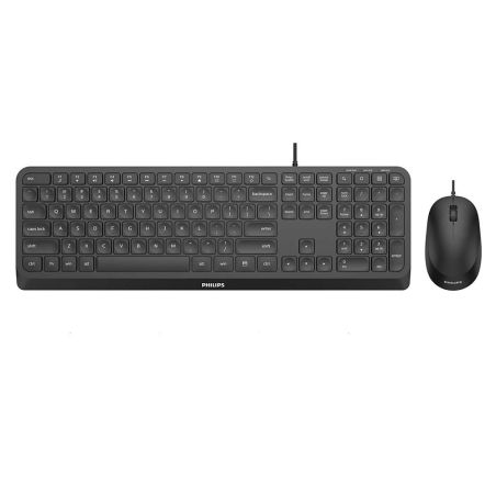 Kit Tastiera e Mouse PHILIPS USB Nero Ottico Tasti Bassi PC Windows Mac SPT6207B