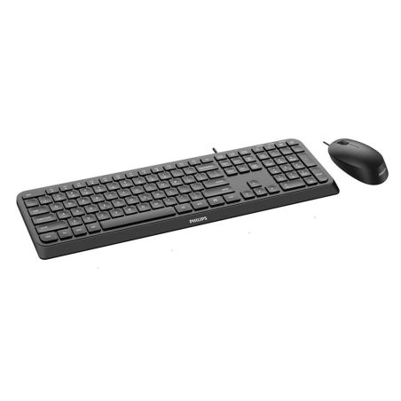 Kit Tastiera e Mouse PHILIPS USB Nero Ottico Tasti Bassi PC Windows Mac SPT6207B