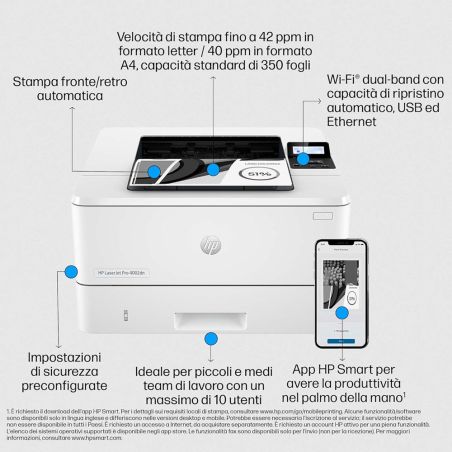 Stampante HP LaserJet Pro 4002dn 2Z605F Laser B/N Duplex LAN