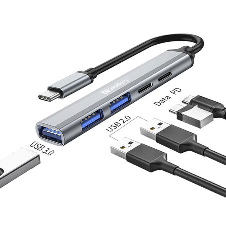 Hub Sandberg USB-C 3xUSB-A + 2xUSB-C Saver PD65W Adattatore
