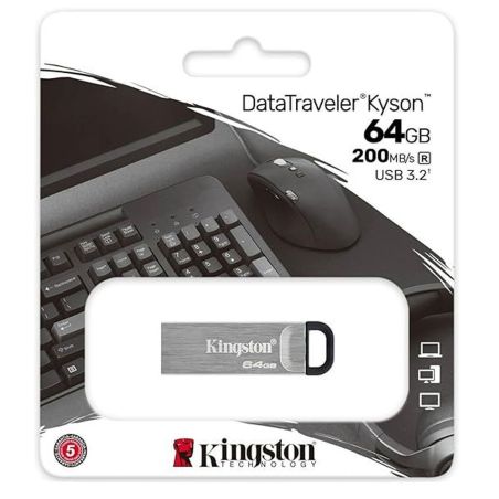 Pen Drive Kingston Kyson 64GB USB 3.2 – Elegante Guscio in Metallo