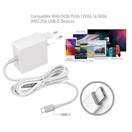 Alimentatore USB-C 45W PD3.0 CoreParts EU UK per Laptop Tablet Bianco