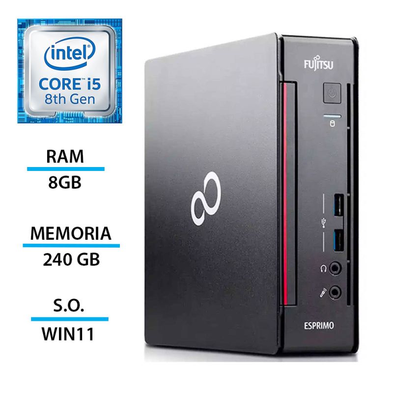 Fujitsu Esprimo Q558 Mini PC i5-8400T 8GB SSD 240GB Windows 11 Pro Ricondizionato Grado A