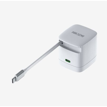 Caricatore USB-C GaN 67W con Cavo Retrattile HIKSEMI HS-HUB-GaN67 PD 3.0 Bianco