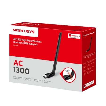 Adattatore WiFi USB Mercusys MA30H AC1300 Dual Band 867Mbps 5GHz 400Mbps 2.4GHz