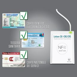 Lettore CIE 3.0 NFC Smart Card CNS CRS Tessera Sanitaria USB Atlantis